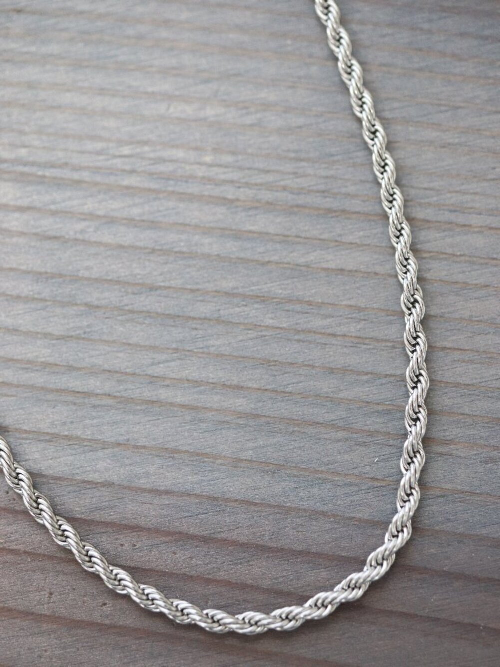 3mm 24inches Rope Chain Style Necklace Silver Stainless Steel